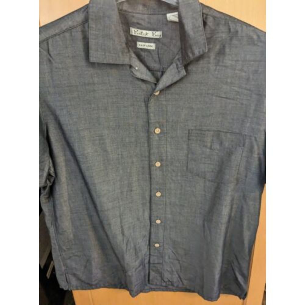 Batik Bay Mens Shirt XL blue/gray ‎ summer casual Short Sleeve Button